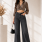 Midnight Charcoal High-Rise Wide-Leg Non-Stretch Jeans