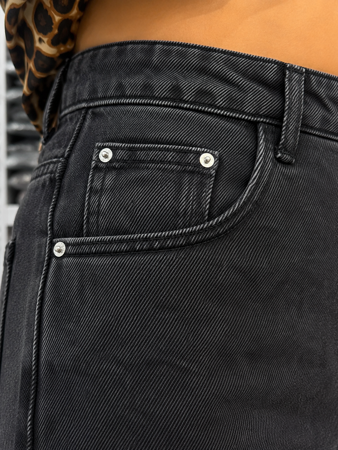 Midnight Charcoal High-Rise Wide-Leg Non-Stretch Jeans