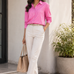 Pink Pop Striped Relaxed-Fit Cotton Shirt