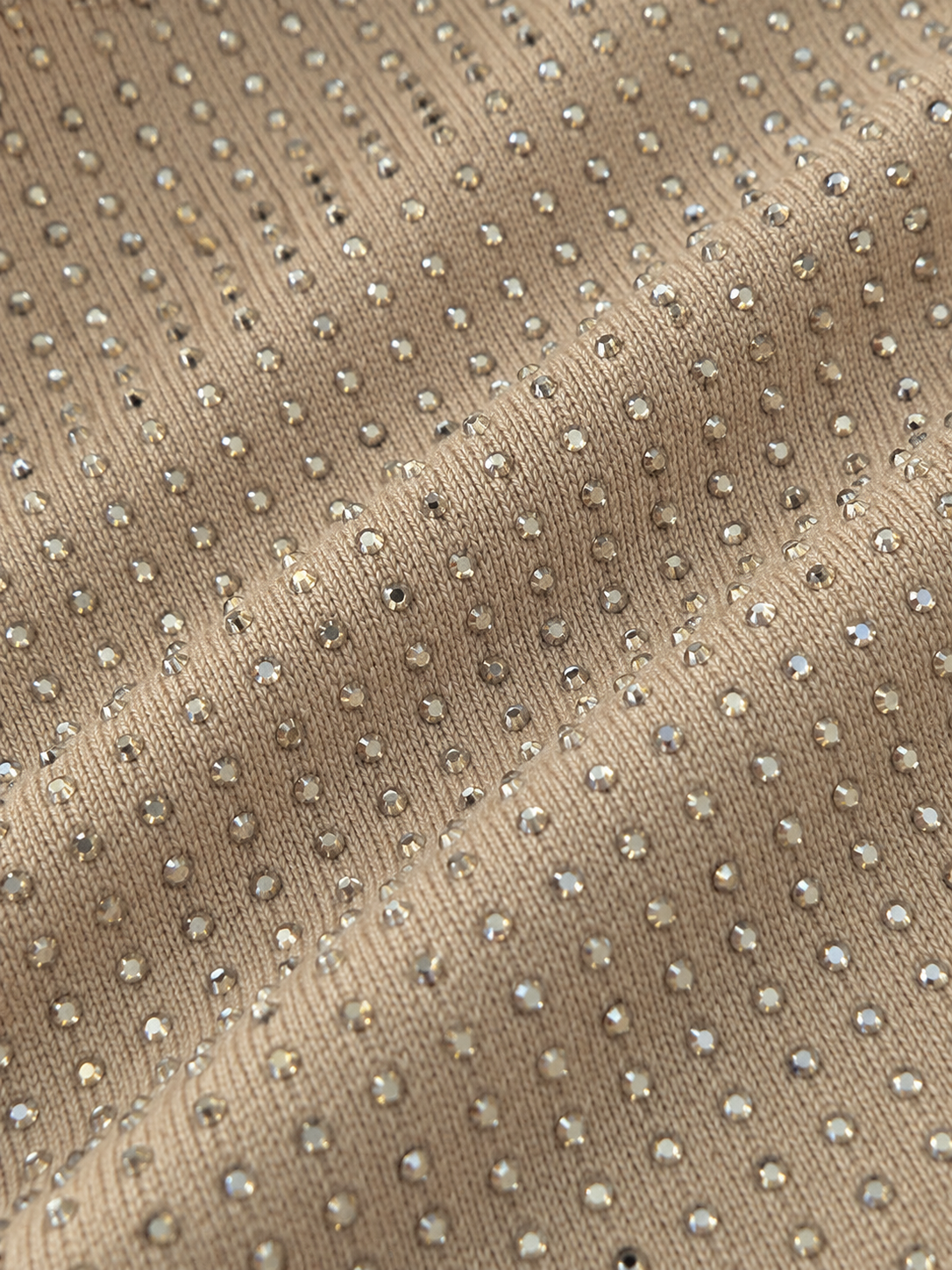 Champagne Glow Rhinestone Wide-Leg Trousers