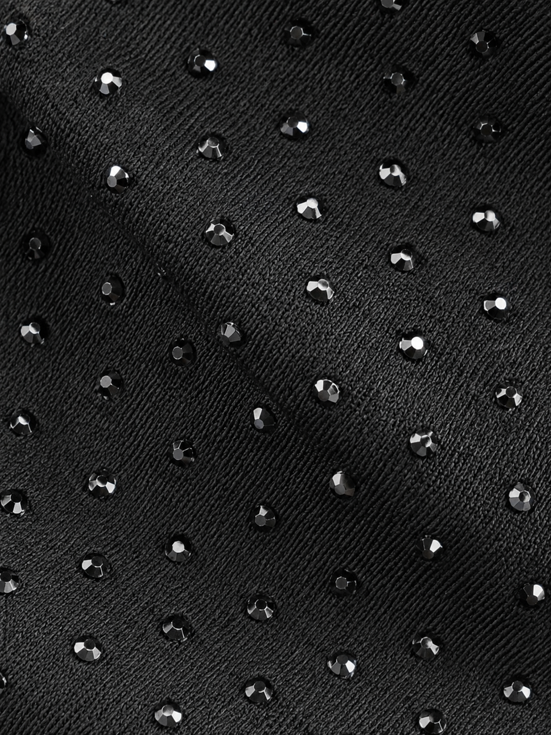 Black Luxe Rhinestone Embellished High-Rise Wide-Leg Trousers