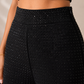 Black Luxe Rhinestone Embellished High-Rise Wide-Leg Trousers
