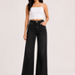 Midnight Black High-Rise Wide-Leg Non Stretch Jeans