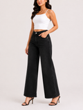 Midnight Black High-Rise Wide-Leg Non Stretch Jeans
