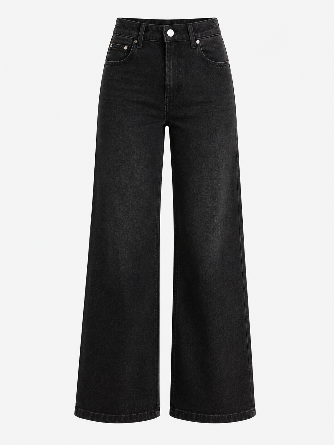 Midnight Black High-Rise Wide-Leg Non Stretch Jeans