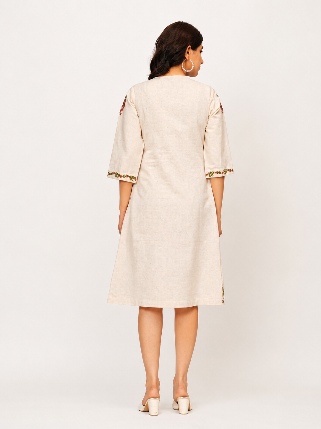 Embroidered Khadi Cotton Dress