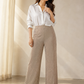 Champagne Glow Rhinestone Wide-Leg Trousers