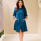 Embroidered Blue Collar Dress