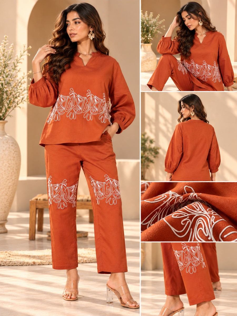 Casual Chic Brown Cotton Co-Ords Set