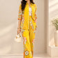 Yellow Silk Co-Ord Set with Floral Print