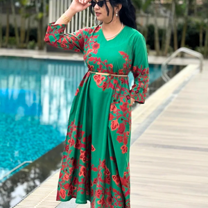 Luxurious Silk Dress with Unique Floral Print