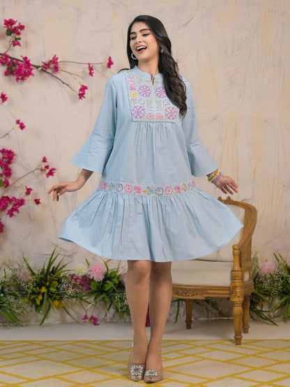 Natica azure embroidered dress – Shop embroidered dresses for women online