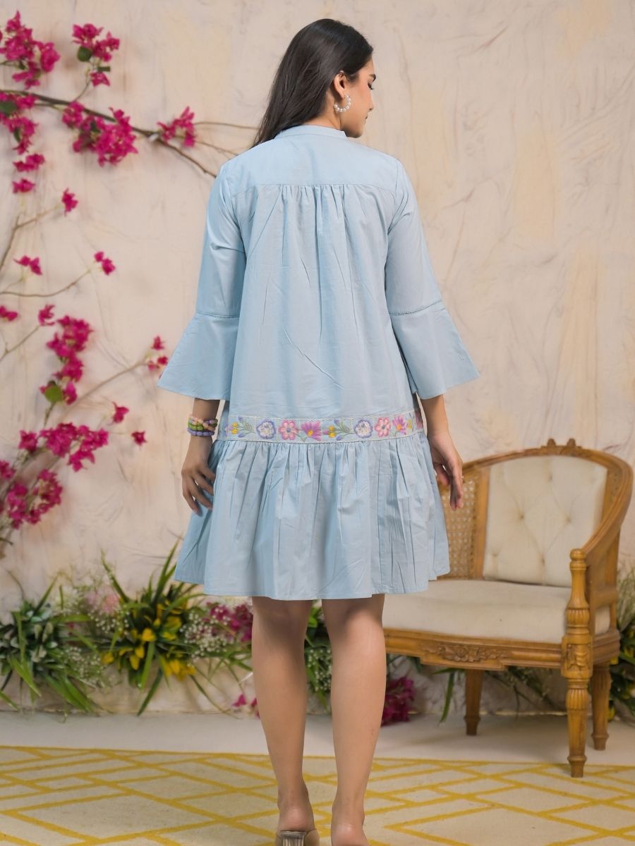 Natica azure embroidered stylish dress – Buy stylish dresses for women online in India
