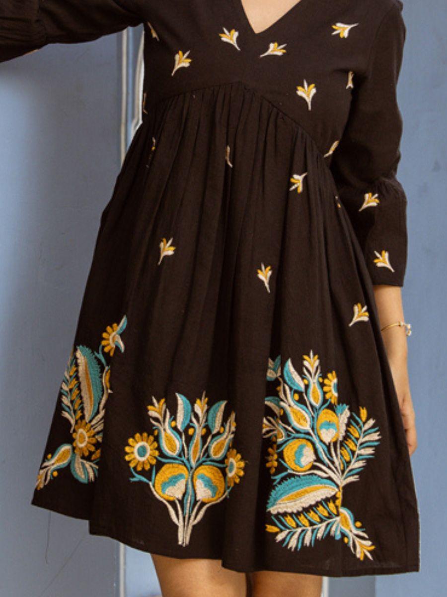 Natica hand embroidered black beauty dress – Buy embroidered dresses for women online