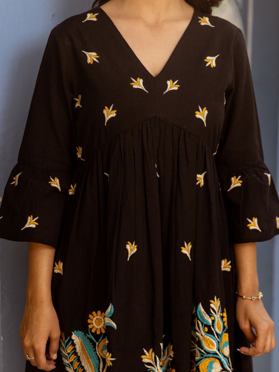 Natica black embroidered beauty dress – Buy casual cotton dress for women online