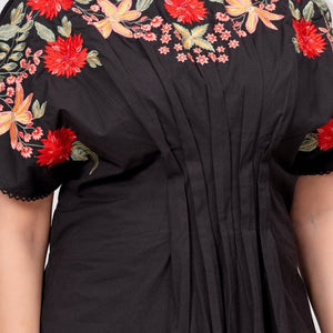 Black Embroidered Cotton Co-Ord Set