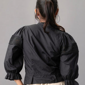 Black Victorian Lace Puff Sleeve Blouse