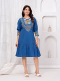 Natica blue embroidered cotton dress – Shop embroidered dresses for women online
