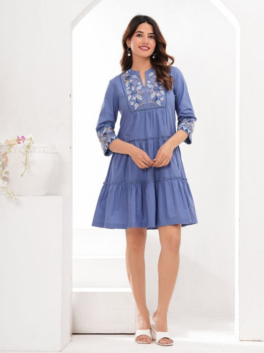 Natica blue fit & flare dress – Buy stylish dresses for women online in India