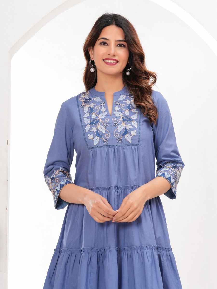Natica trendy blue fit & flare dress – Buy trendy dresses for women online