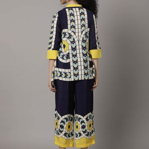 Blue Silk Print Co-Ord Set Women