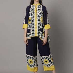 Blue Silk Print Co-Ord Set Women