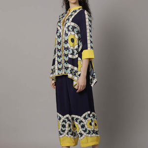 Blue Silk Print Co-Ord Set Women
