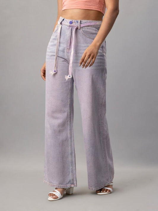 Stylish Purple Denim Wide-Leg Jeans – Buy Online India