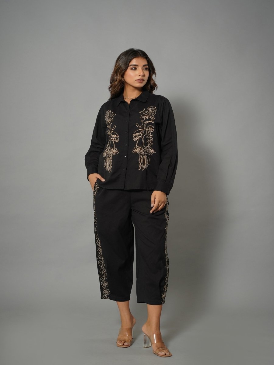 Buy Stylish Co-ord Sets for Women Online in India – Black Cotton Outfit by Natica