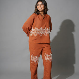 Buy Stylish Co-ord Sets for Women Online in India – Casual Chic Brown Cotton by Natica