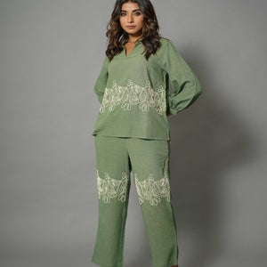 Buy Stylish Co-ord Sets for Women Online in India – Casual Chic Green Cotton by Natica