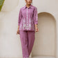 Buy Stylish Co-ord Sets for Women Online in India – Purple Cotton Embroidered by Natica