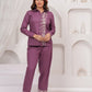 Buy Stylish Co-ord Sets for Women Online in India – Wine Embroidered Cotton by Natica