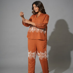 Oversized Co-Ord Set for Women Online in India – Chic Brown Cotton by Natica