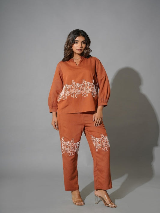 Casual Chic Brown Cotton Co-Ords Set