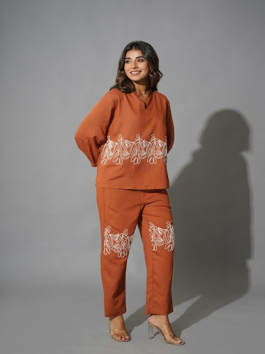 Casual Chic Brown Cotton Co-Ords Set