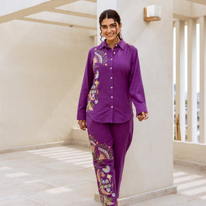Cotton Co-Ord Set with Embroidery