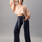 Navy Blue Wide Leg Denim Pants