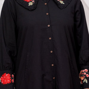 Natica stylish black embroidered collar dress – Buy trendy dresses for women online