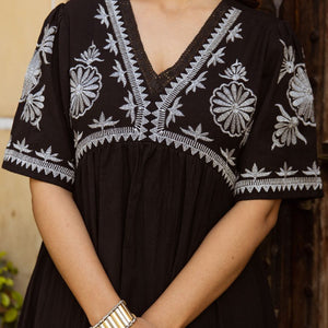 Shop Stylish Black Embroidered Long Dress for Women Online in India
