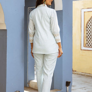 Embroidered Co-Ord Set for Women Online in India – Azure Luxe Blue Edition by Natica
