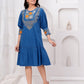 Natica blue embroidered cotton party dress – Buy Maxi Dresses for Women Online in India