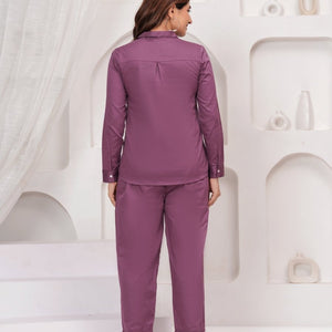 Embroidered Co-Ord Set for Women Online in India – Wine Cotton Edition by Natica