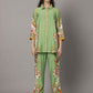 Elegant Green Silk Co-Ord Set with Floral Print