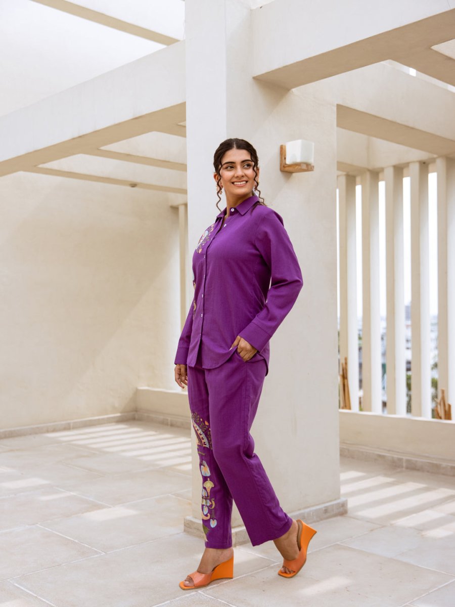 Embroidered Co-Ord Set for Women Online in India – Green Silk Collection Natica