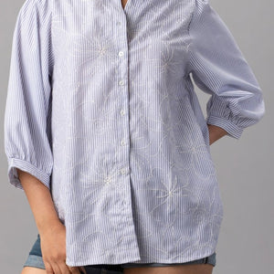 Ivory Whim Striped Cotton Shirt-Top