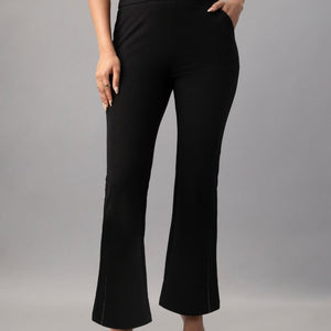Black Crystal-Trimmed Tapered Trousers for Women – Natica