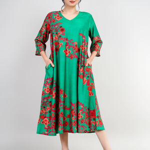 Silk Dress with Unique Floral Print 