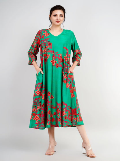 Silk Dress with Unique Floral Print 