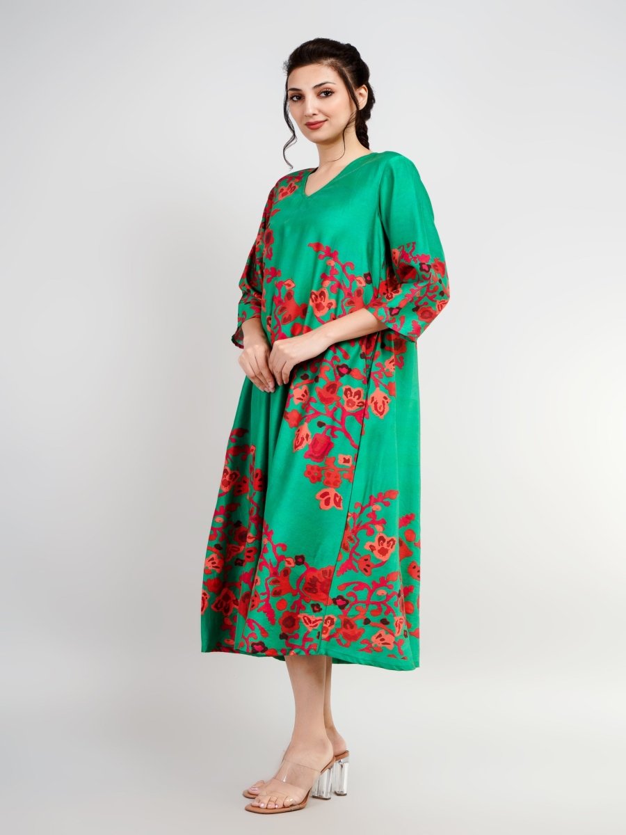 Luxurious Silk Dress with Unique Floral Print